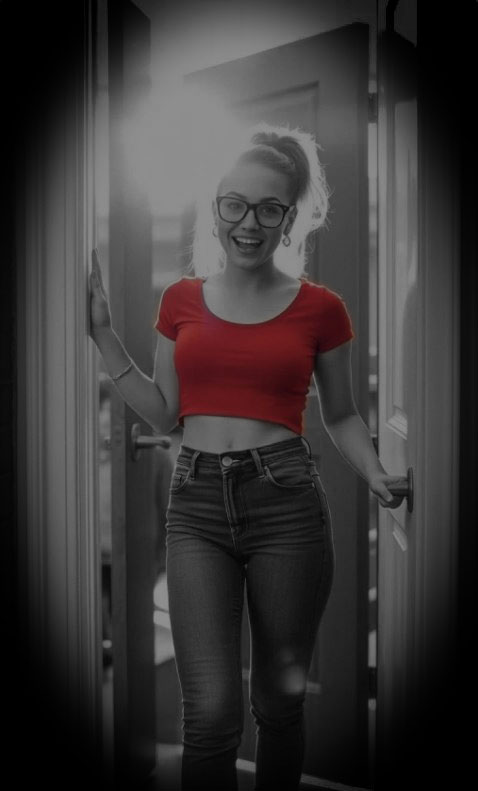 Blond housemate greeted us at the door to the house warming